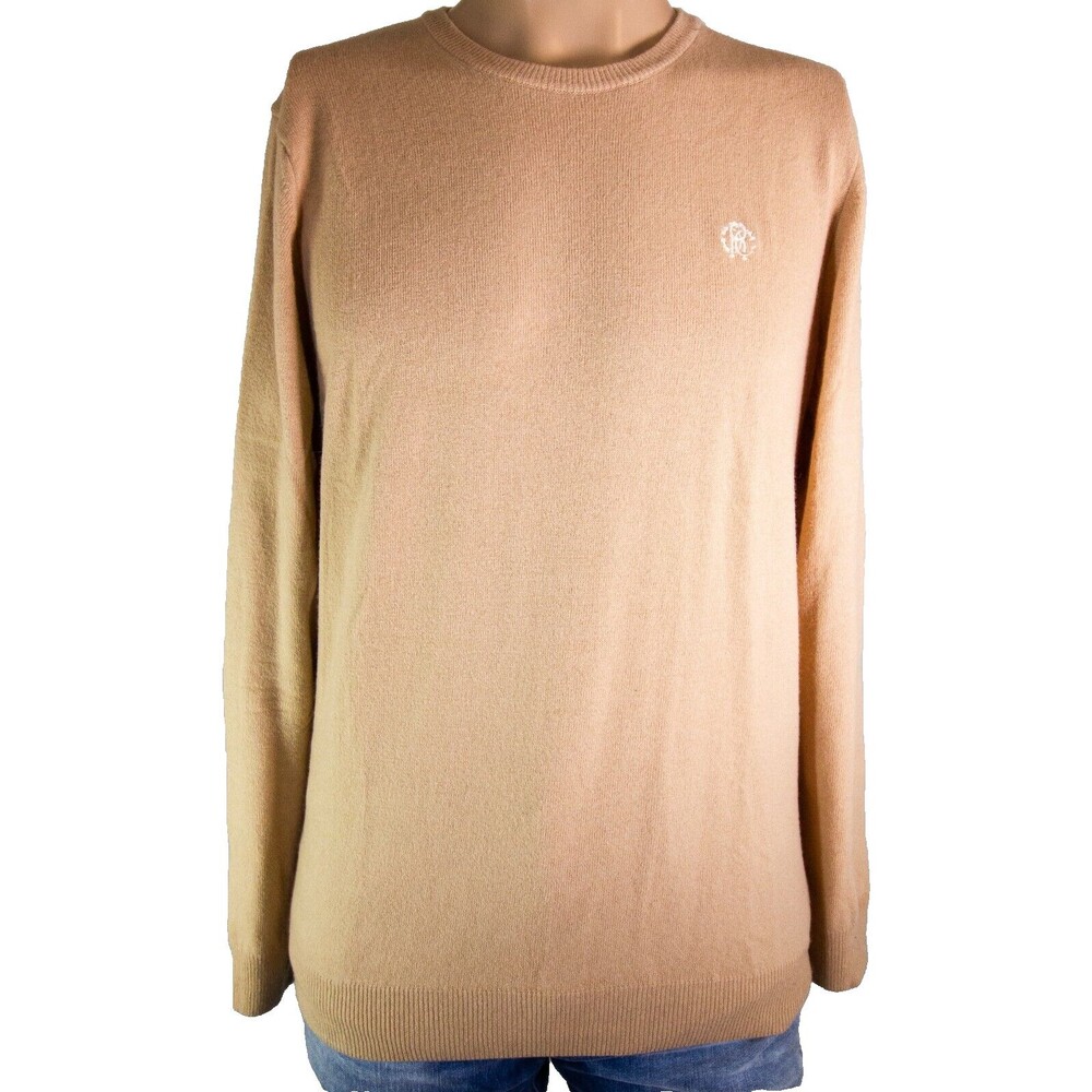 Roberto Cavalli Lambswool Sweater Chocolate Brown Crewneck Men’s Large Italy